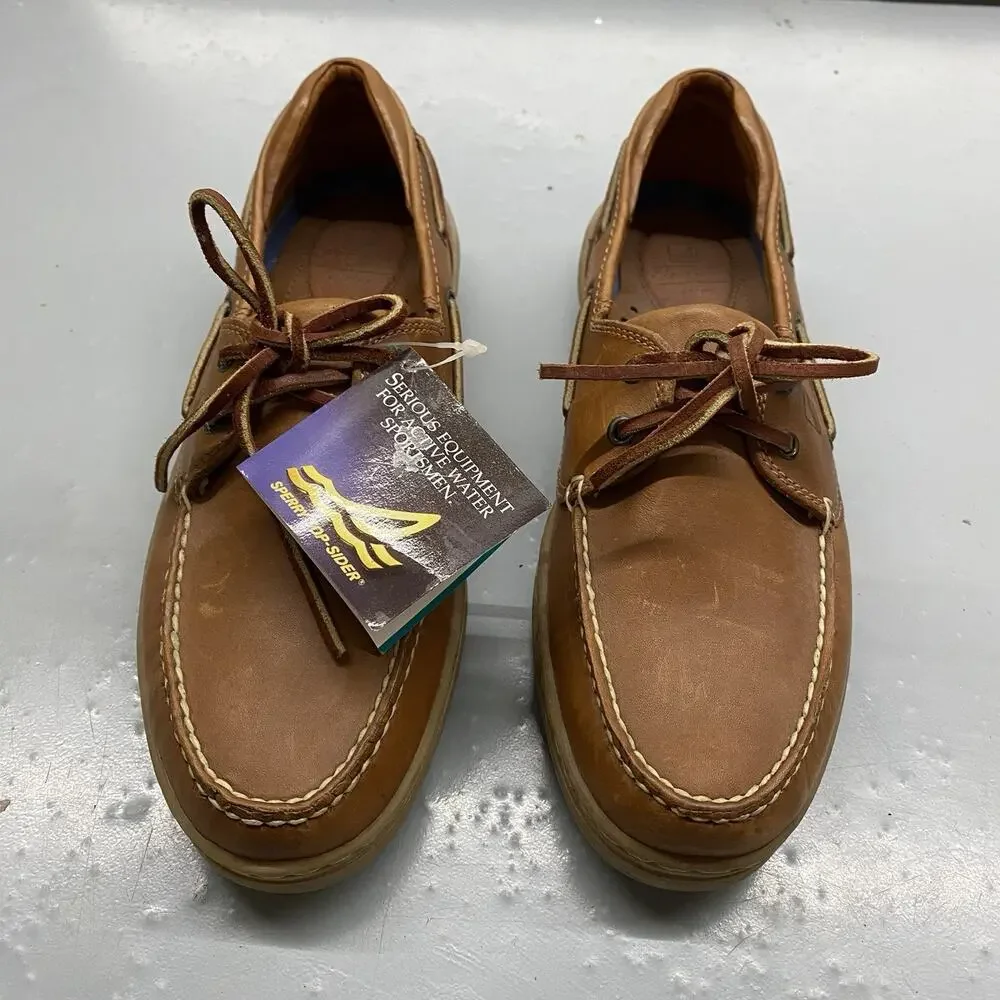 Sperry Top-Sider Authentic Original 2-Eye Boat Shoes Brown Leather Men’s 9.5 NWT
